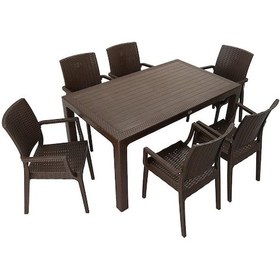 Resim Depootoptan Mandella Elit Rattan 90 x 150 CM Elit Koltuk Masa Takımı Kahverengi 