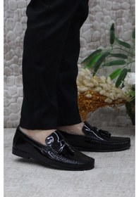 Resim Pierre Cardin 25101 Siyah Rugan Hakiki Deri Erkek Babet Loafer Erkek Ayakkabı 001 
