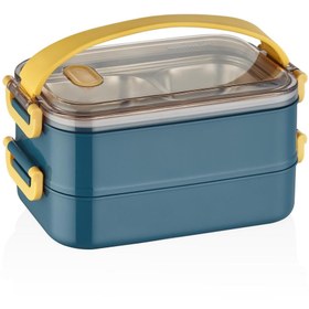 Resim Vagonlife Bento Lunch Box Ofis-okul Için Yeni Nesil Sefer Tası 2 Kat Taşıma Kulplu Çelik Ff367 