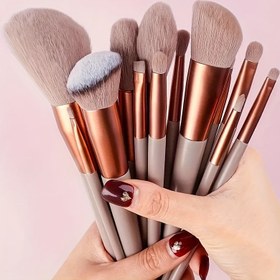 Resim 13 adet Profesyonel Makyaj Fırça Seti - Yumuşak Naylon Kıllar, ABS Plastik Tutacaklar, Kokusuz, Tüm Cilt Tipleri, Fondöten, Allık, Göz Farı için Palm Fırça Tasarımı - Güzellik Kozmetik Fırçalar ile Depolama Çantası 