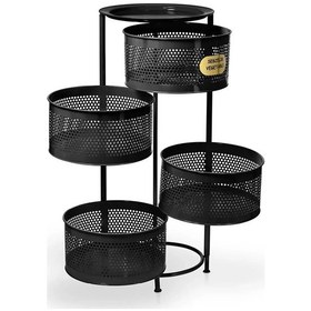 Resim 4 Katlı Yana Açılır Siyah Tekerlekli Patates Soğan Sepeti Sebze M 