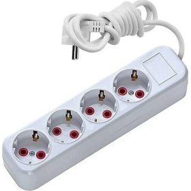 Resim Asel 4 Lü 3 Metre Topraklı Anahtarlı Priz Ast A403 