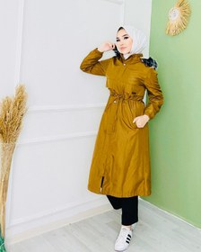 Resim Armalı ve Kürklü Mont Camel - 40 