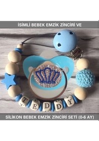 Resim Sahi Aksesuar İsimli Emzik Zinciri Ve Silikon Emzik Seti Bezyı381 Mavi 
