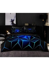 Resim Neon Çift Kişilik 4 Parça Luxury Nevresim Takımı Açık Mavi 