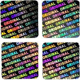 Resim 200 adet/500 adet Boşluk Güvenlik Karartma Önleyici Orijinal Lazer Hologram Etiketler, 15x15mm Gümüş Su Geçirmez Ambalaj Mühür Etiketleri Kutular, Zarflar, Sertifikalar, Kartlar, Çantalar için 