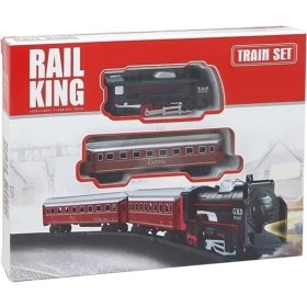Resim Rail King Oyuncak Tren Seti Pilli 12 Parça Raylı Vagonlu Kara Tren Oyuncak Tren 