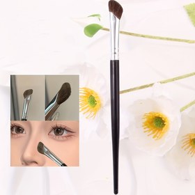 Resim 1 adet Doğal Yumuşak Saç ve Ahşap Saplı Makyaj Fırçası, Bambu Saplı Karıştırma Fırçası, Açılı Göz Farı Fırçası, Sickle Nose Shadow Fırçası, Vurgu Fırçası 