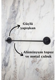Resim MultiStore Yuvarlak Yapışkanlı Siyah Uzun Havluluk Siyah 