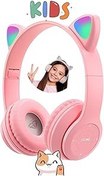 Resim Favors Kedi Kulağı Bluetooth Kablosuz Kulaklık Rengarenk Işıklı Rgb Pembe Çocuk Oyun Kulaklığı Radyolu 