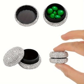 Resim Parlak Rhinestone Süslemeli Tablet Organizatörü - Gıda Güvenli Plastik İlaç Kutusu, Çoklu Bölümler, Günlük İlaç Yönetim İçin Kompakt Seyahat Dostu Tasarım, Çanta İçin Tablet Kutusu, Mücevher Organizatörü, Zarif Aksesuar, Rhinestone Süslemeleri, İlaç Tablet/organizatör Kutusu, İlaç Depolama Kutusu, Tablet Seyahat, İlaç Dosisi 