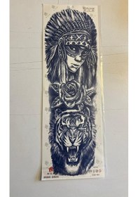 Resim Kızıl Derili 3 Hafta Kalıcı Tam Kol Bacak Kaplama Yapıştırma Geçici Dövme 46 Cm 