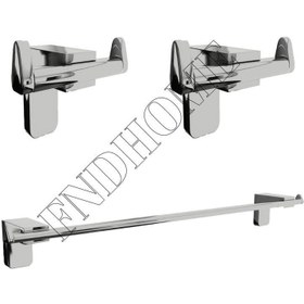Resim FNDHOME Lux Krom 3 Lü Banyo Set Iki Bornoz Askılık, Uzun Havluluk 