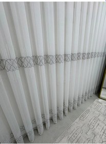 Resim Nivemeshome V-105 Marina Gümüş 1/2,5 Pileli Bambu Tül Perde Gümüş 