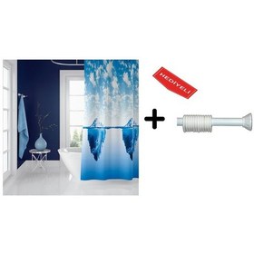 Resim Banyo Duş Perdesi 5322 120x200 Perde Borusu Askı Aparatı 90x130 Hediyeli Çok Renkli 