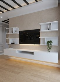 Resim Resital Ledli Duvara Monte Tv Sehpası - Beyaz - W6013-1 Beyaz 