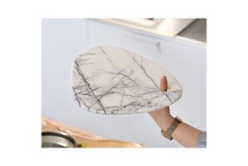 Resim Feyza Design Damarlı Beyaz Mermer Sunum Tahtası, Meyve ve Peynir Servisi Için Ideal 