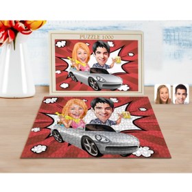 Resim Bk Gift Kişiye Özel Sevgililer Karikatürlü 1000 Parça Profesyonel Puzzle-53 