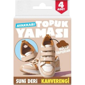 Resim Hobialem Ayakkabı Topuk Yaması Ayakkabı Tamir Yaması Kendinden Yapışkanlı Kahverengi Suni Deri 4 Adet Güçlü Yapışkan 