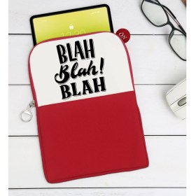 Resim Bk Gift Blah Blah Blah Tasarımlı Taşınabilir Koruyucu Tablet Kılıfı & Organizer Çanta - Kırmızı-1 