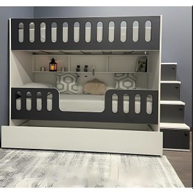 Resim Astana %100 Mdf Yavrulu Seyyar Merdivenli Ranza Ab2 