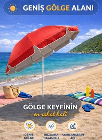 Resim hak-iş oyuncak Kırmızı-Bej 200 cm Ayarlanabilir Fon Model Plaj Şemsiyesi 