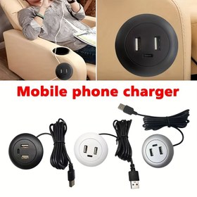 Resim Masif Delikli USB Hub Type-C 3'ü 1 Arada Şarj Cihazı - Laptop, PC ve Telefon Şarjı için Ofis Priz Aparatı 