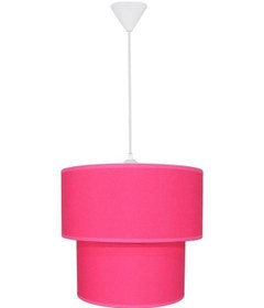 Resim Şenay Aydınlatma Ikili Silindir Kumaş Sarkıt-Koyu Pembe 