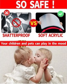 Resim Moveevo Çocuklar İçin Kırılmaz Duvar/yatak Odası Ayna - Kalın Akrilik, Güvenli Köşeler, Deliksiz Monte, Net Görünüm Diğer 