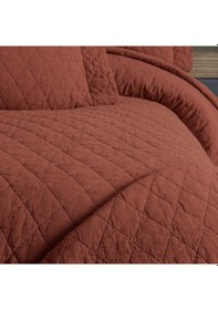 Resim Pasioni Pamuklu Parça Boyama Este Çift Kişilik Yatak Örtüsü Kiremit 