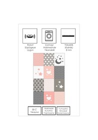 Resim West Home Makinede Yıkanabilir Kaymaz Taban Leke Tutmaz Yıldız Desenli Bebek Ve Çocuk Halısı Oyun Matı Wh 513 Rose Pembe 