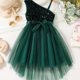 Resim Kızlar için Günlük Kolsuz File Tek Omuzlu Elbise, Parti ve Geziler için, Düz Renk, Polyester, Makinede Yıkanabilir - Yazlık A Kesim 