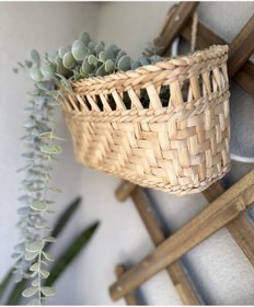 Resim AFRALYAHOME Hasır El Yapımı Doğal Dekoratif Hasır Çanta Gazetelik 30x15 