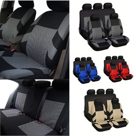 Resim Şık Lastik İzli Araba Koltuk Kılıfları - Uygun, Kolay Kurulum, 9 Parça Set ile Artırılmış Konfor & Koruma - Çoğu Araç İçin Premium Polyester Yastıklama 