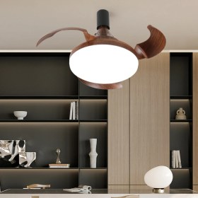 Resim PremiumPort Renkli LED Işıklı Katlanabilir Hayalet Kanat Akıllı Tavan Vantilatörü 