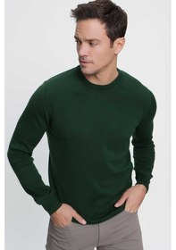 Resim Morven Basic Dinamik Fit Rahat Kesim Bisiklet Yaka Triko Kazak 99kc017005710 Haki 