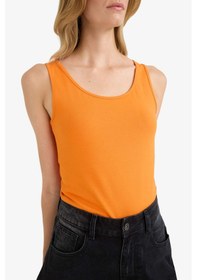 Resim Defacto Slim Fit Dar Kesim Basic Düz Yuvarlak Yaka Atlet I1059az25auog315 Turuncu 