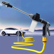 Resim Köpük Kablı Çok Fonksiyonlu Yüksek Basınçlı Yıkama Tabancası - Dayanıklı ABS Yapı, Hızlı Bağlantı Adaptörleri 3/4" ve 1/2", Araç, Karavan, Bahçe Sulama için - Güvenlik Kilidi ile Ergonomik Tasarım 