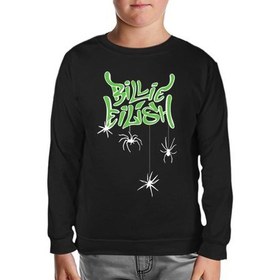 Resim Lordd T-Shirt Billie Eilish - Spider Siyah Çocuk Sweatshirt 