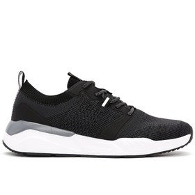 Resim Derimod Zero Men's Black Lace-Up Thick Soled Fabric Sneaker 