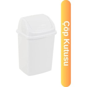 Resim Beyaz 11 Lt. Çöp Kutusu, Şık ve Kullanışlı Ev ve Ofis Için Ideal Seçenek 