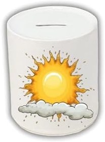 Resim Güneş ve Bulut Baskılı Kumbara - Para Biriktirme Kumbarası 