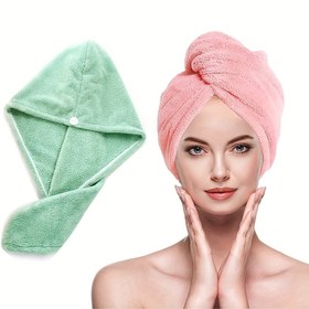 Resim 1 adet Hızlı Kuruyan Saç Havlu Sarımı Kadınlar için, %100 Pamuk, Modern Tasarım, Hafif, Emici, Örgü Kumaş, 240gsm, Banyo Kullanımı için Kolay Giyilebilir Kapüşonlu Tasarım 