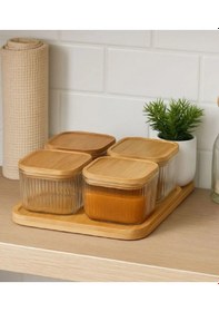 Resim Miraç Bambu Vakumlu Kapaklı 4 Lü Kahvaltılık Ve Çerezlik Mrc-135 Şeffaf 