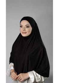 Resim Hürrem Bone Siyah Pratik Hazır Geçmeli Tesettür Eşarp Viskon Arkası Lastikli Peçeli 2112 01 