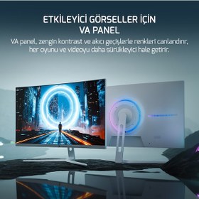 Resim Gamepower Vivid T50 27'' 0.5 MS 200 Hz Curved RGB Beyaz Full HD VA Gaming Monitör 