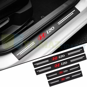 Resim yılmazetic Hyundai I20 Karbon Kapı Eşiği Koruma Araba Etiket Oto Sticker Yapıştırma 4 Parça 