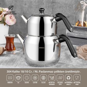 Resim Amboss Opal İndüksiyon Tabanlı Paslanmaz Çelik Orta Boy Çaydanlık - Siyah 