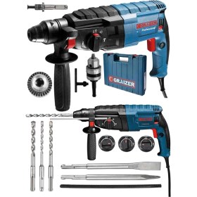 Resim Graizer Alman 9010 Xdrive Çelik Şanzuman Bakir Sargili Kırıcı Delici Hilti Matkap + 5 Adet Uç Yedek Mandren 