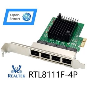 Resim Open Smart 4 Port Realtek RTL8111F 1GbE Ethernet Kart - OPS7081RT 